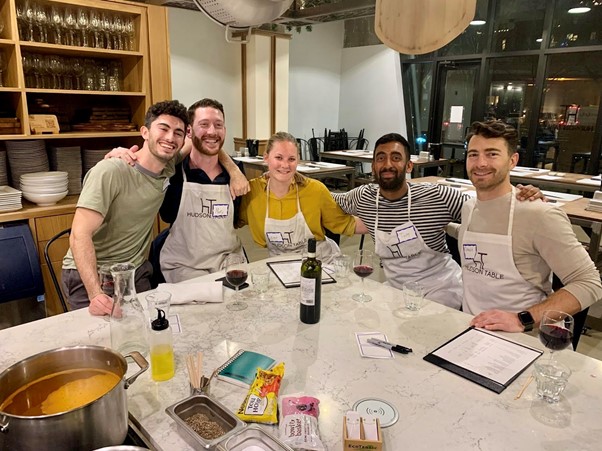 Group of people in New York cooking class